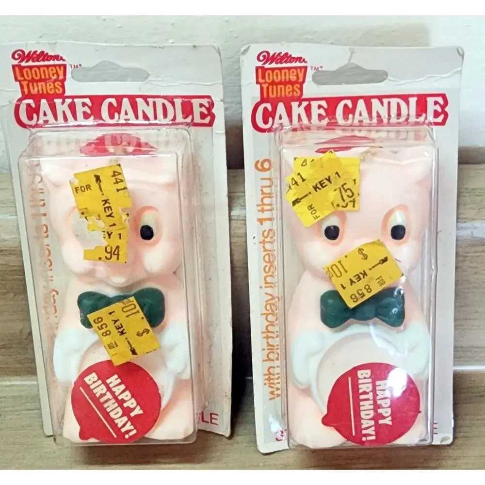 1979 Looney Tunes Porky Pig Birthday Candles Wilton Set of 2. With # Inserts 1-6